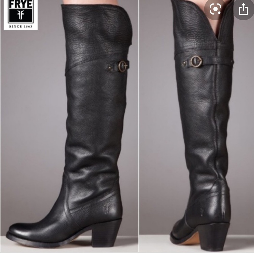 Frye Black Knee-High Jane Leather Boots